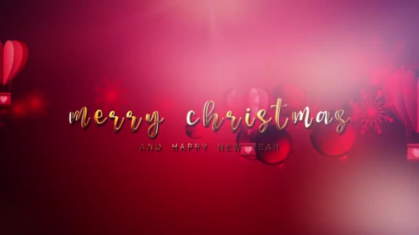 Анімація Золотий Блиск Текст Merry Christmas Happy New Year Red — стокове відео