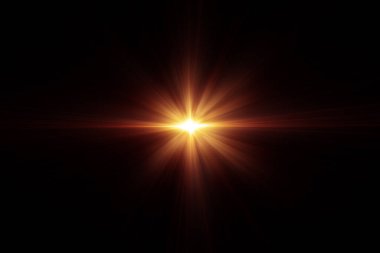 3D illüstrasyon Lens Fişeği. Siyah zemin üzerinde ışık. Resimlerinizin üzerine kaplama ya da ekran filtresi eklemek için üç boyutlu optik işaret fişeği oluşturma efekti. Soyut güneş, dijital merceğin parlamasını sağlar.