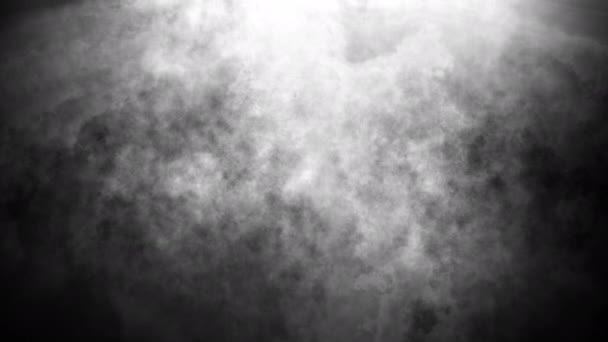 Smyčka Bílý Mrak Pohybující Shora Dolů Černém Pozadí Černobílé Abstraktní — Stock video