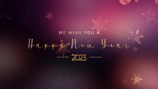 Pętla Życzymy Wam Szczęśliwego Nowego Roku 2023 Złoty Tekst Kolorowym — Wideo stockowe