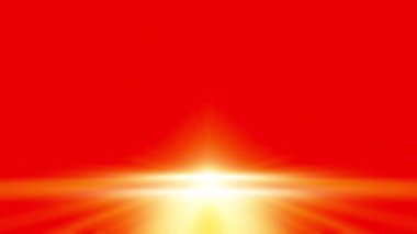 Soyut döngü, kırmızı zemin üzerinde sarı ışık parlaması. 4K 3D kusursuz döngü biçimlendirme fütüristik arka plan. Parlak ışık saçan soyut bilim kurgu dokusu. 