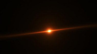4K döngü merkezi yanıp sönen altın yıldız ışıkları optik mercek parlamaları ekran projesi için parlak animasyon sanat arkaplanı. Lamba ışınları dinamik, parlak video görüntülerini etkiler. Altın parıldayan yıldız optik ışık hareketi.