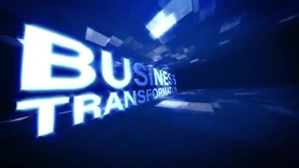 ビジネス変革のテキスト科学技術未来的な3D映画タイトルの背景 ビジネスネットワーク技術導入のためのアニメーション — ストック動画