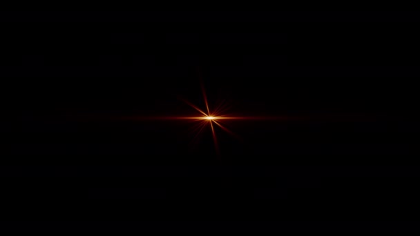 アブストラクトループセンターは 画面上のプロジェクトのオーバーレイのための黒の背景に金オレンジ輝き光フレア線光回転アニメーションを輝きます 4Kシームレスループ動的明るい星の光線効果 星の光の縞 — ストック動画