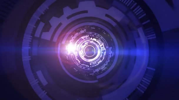 量子コンピューティングテキスト科学技術Hudアニメーション映画タイトルの背景に未来的な3D ビジネスネットワーク技術導入のためのアニメーション — ストック動画