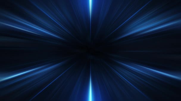 概要中心星から放射されるビーム放射状の輝線光で輝くループブルーの輝き 3Dフラクタルシームレスループ無限の複雑な輝く放射状の光ストリーク — ストック動画