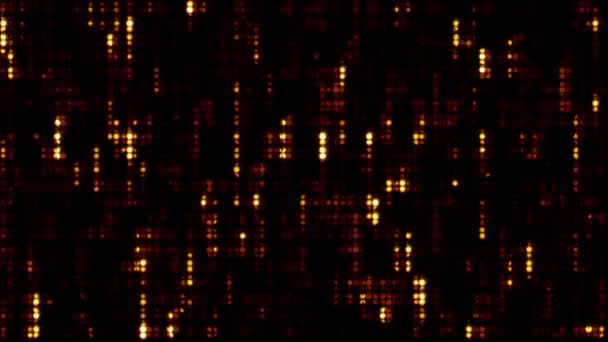 Abstract Loop Glow Orange Digital Dots Mosaic Technology Black Background — Stock Video