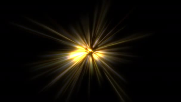 Lazo Animación Hermoso Brillo Centro Oro Estrellas Partículas Luz Radial — Vídeo de stock
