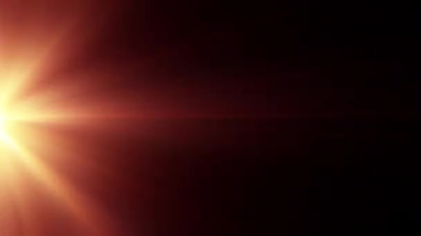 概要画面のオーバーレイ 遷移のために左中央にあるオレンジ色の赤いスポットライトの光フレアストリークライト視覚アニメーション 4Kループフラッシュライトリークテンプレート — ストック動画