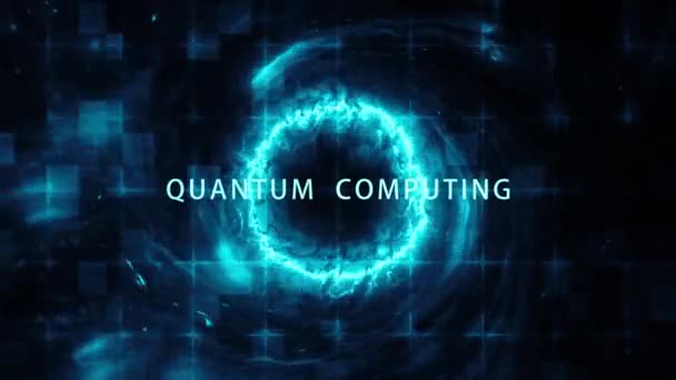 Quantum Technology Concept Filmische Titel Achtergrond Met Abstracte Digitale Sci — Stockvideo