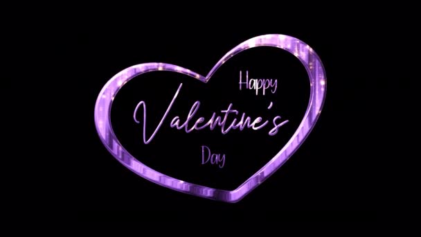 Šťastný Valentýn Tvaru Srdce Fialové Třpytivé Text Izolované Quicktime Alpha — Stock video