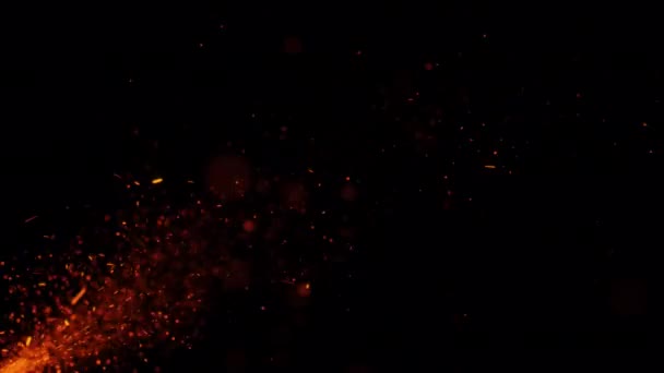 Partikel Api Oranye Loop Abstrak Dengan Semburan Awan Asap Mengeksploitasi — Stok Video
