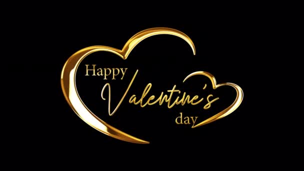 Loop Happy Valentine Day Golden Text Light Motion Animation Element — Stock Video