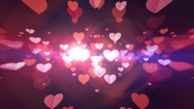 All You Need Is Love gold glittering text with pink red hearts moving  animation cinematic title  on black abstract background