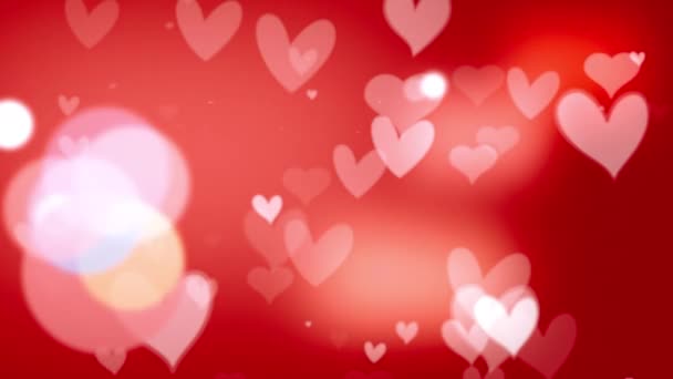Glow Hearts Flow Motion Flare Light Valentine Day Greeting Love — Vídeos de Stock
