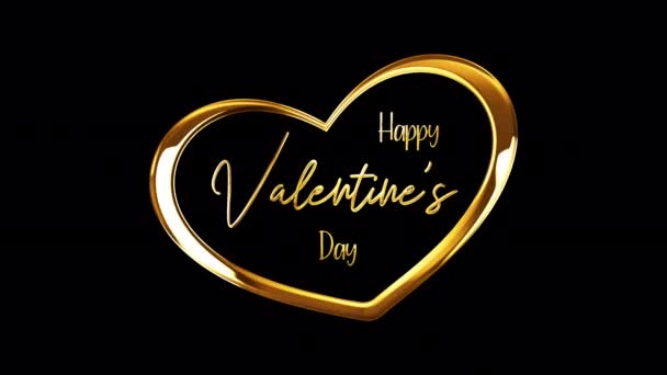 Loop Happy Valentines Day Golden Text Light Motion Animation Element — Stok video