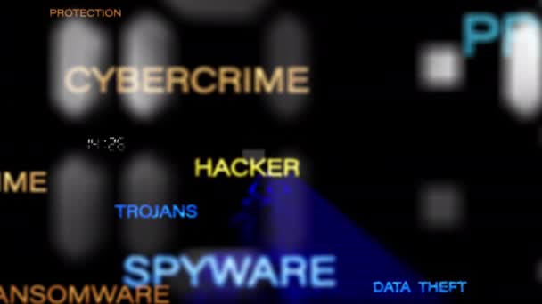 Концепція Cyber Security Світить Багатокольоровий Золотий Текст Кінематографічна Назва Цифровим — стокове відео
