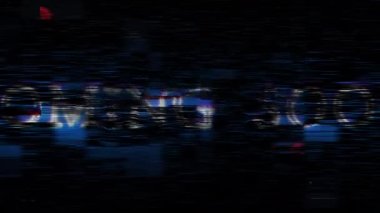 Coming Soon glitch neon text effect with silver flash flickering light loop cinematic title animationn backgroud 4K 3D isolated seamless loop Business Intelligence glitch text effect element.