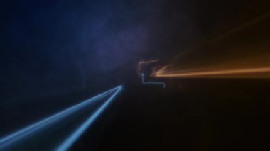 The End  lightning laser shine flickering text 3D animation. cinematic title abstract background