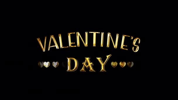 Loop Valentines Day Gold Text Titles Animation Background Typography Valentines — стокове відео