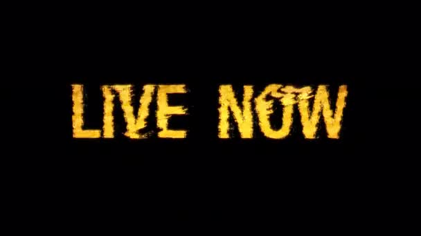 Live Now Glitch Text Effect Cimematic Title Yellow Light Animation — Stockvideo