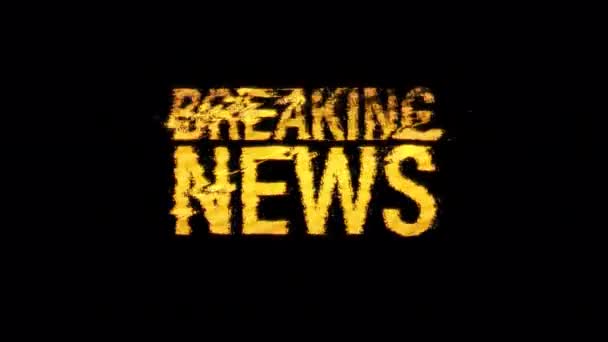 Breaking News Glitch Text Effect Cimematic Title Yellow Glittering Light — Stock video