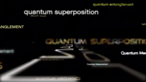 Quantum Technology Concept Glow Multicolored Golden Text Cinematic Title Digital — Vídeo de Stock