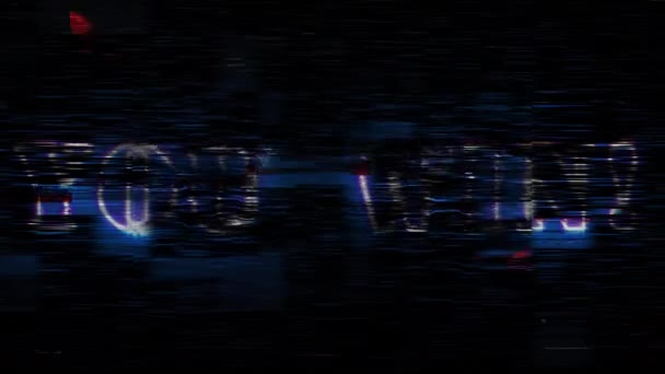 You Win Glitch Neon Blue Text Effect Silver Flash Flickering — Stock video
