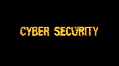 Cyber Security glitch glow gold text effect cinematic title animationn backgroud. 4K 3D isolated QuickTime Alpha Channel ProRes 4444