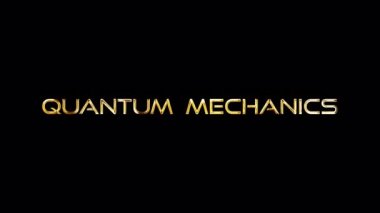 Loop Quantum Mechanics golden text on black background banner loop animation isolated word using Alpha Channel ProRes 4444.