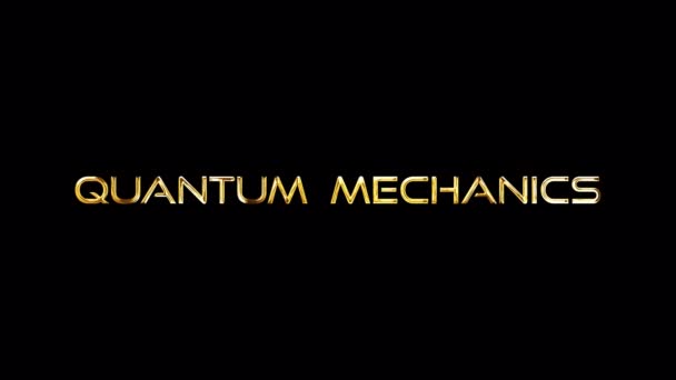 Loop Quantum Mechanics Golden Text Black Background Banner Loop Animation — Vídeos de Stock