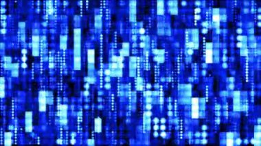 Abstract loop digital technology blue digital line circle distort mosaic tile pattern animaiton background.  Small blinking shining squared with flicker electrical line. 