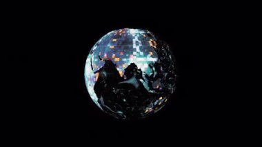 Loop abstract Space view of digital earth rotation on black background. 4K 3D rendering on black background animation.Element for Isolated transparent video animation with alpha channel using Quick time prores 444