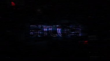 Animation text of Block Chain glitch blue neon text  effect with silver flash flickering light loop cinematic title animationn backgroud 4K 3D isolated seamless loop START glitch text effect element.