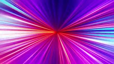 Loop animation of beautiful center pink red blue colorful flare shine light ray background. Abstract motion background with shining lights. 