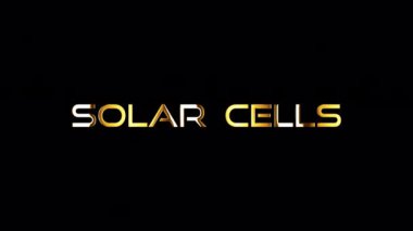 Solar Cells golden text animation abstract background light motion isolated word using QuickTime Alpha Channel ProRes 4444. 4K 3D rendering seamless loop Solar Cells word isolate effect element for composition on your vdo.