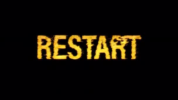Restart Glitch Text Effect Cimematic Title Yellow Light Animation Abstract — 图库视频影像