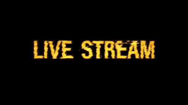 Live Stream Glitch Text Effect Cimematic Title Yellow Light Animation — Stockvideo