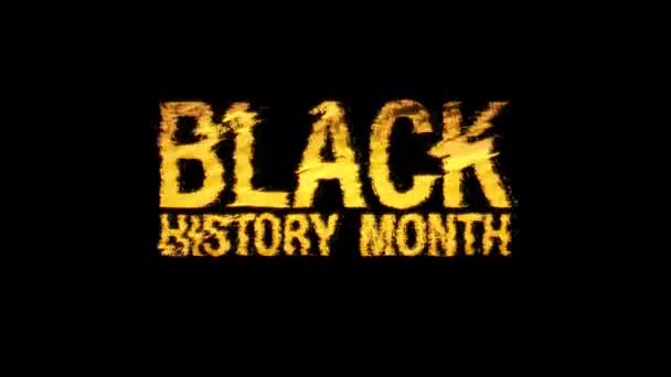 Historia Negra Mes Glitch Text Effect Cimematic Title Amarillo Luz — Vídeos de Stock