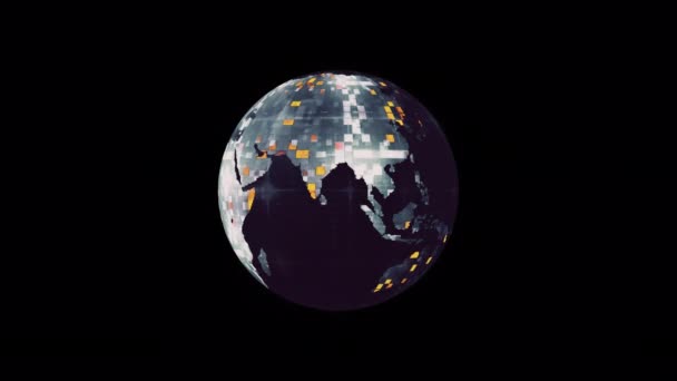 Loop Absztrakt Űrkép Digitális Föld Forgás Fekete Háttérrel Renderelés Fekete — Stock videók