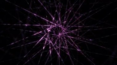 Mor parıldayan parlak ışık büyülü toz parçacıkları fütüristik Hitech teknolojisi soyut arka planı için yıldız şeklinde birleştiriliyor.. 