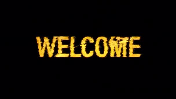 Welcome Glitch Text Effect Cimematic Title Yellow Light Animation Abstract — Stockvideo