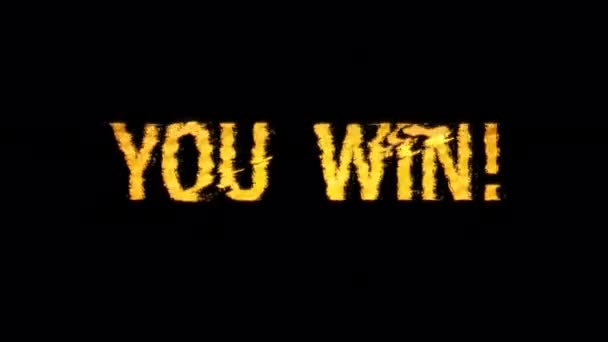 You Win Glitch Text Effect Cimematic Title Yellow Light Animation — Stock video