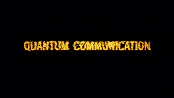 Comunicación Cuántica Glitch Text Effect Cimematic Title Animación Luz Amarilla — Vídeos de Stock