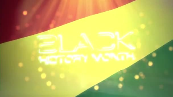 Black History Month Golden Text Word Flag Waving Wind Texture — Vídeos de Stock