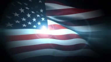 Black History Month golden text word with   USA flag waving in wind texture and flare light burst cinematic title abstract background 