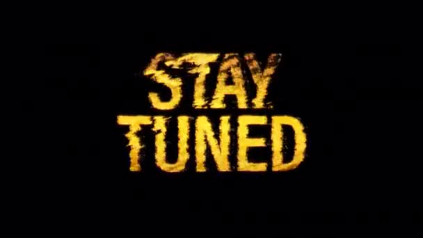 Stay Tuned Glitch Text Effect Cimematic Title Yellow Light Animation — 图库视频影像