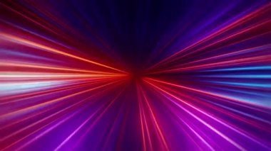 Loop animation of beautiful center pink red blue colorful flare shine light ray background. Abstract motion background with shining lights. 