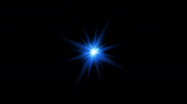 Abstract seemless loop blue sta light streaks shine ray rotation animation on black background.