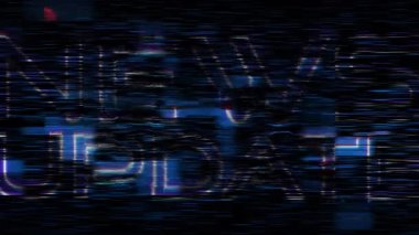 News Update glitch neon text effect with silver flash flickering light loop cinematic title animationn backgroud 4K 3D isolated seamless loop News Update glitch text effect